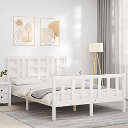 Avis Maison Chic Lit adulte - Cadre Structure de lit avec tête de lit Contemporain blanc 160x200 cm bois massif -MN10286