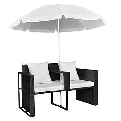 Acheter vidaXL Lit de jardin avec parasol Noir Résine tressée