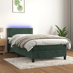 Sommier à lattes et LED,Cadre à lattes de lit avec matelas pour Adulte Vert foncé 90x200cm -MN86496