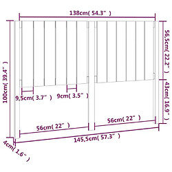 vidaXL Tête de lit Marron miel 145,5x4x100 cm Bois massif de pin pas cher