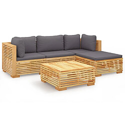 Maison Chic Salon de jardin 5 pcs + coussins - Mobilier/Meubles de jardin - Table et chaises d'extérieur Bois de teck solide -MN38900