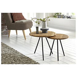 Loungitude Table basse ronde BASTIAN en chêne 50cm