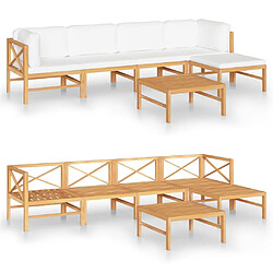 Maison Chic Salon de jardin 6 pcs + coussins - Mobilier/Meubles de jardin - Table et chaises d'extérieur crème Bois de teck solide -MN27436