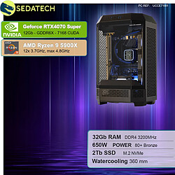 Sedatech PC Gamer Tower • AMD Ryzen 9 5900X • RTX4070 Super • 32Go RAM • 2To SSD M.2 • sans OS