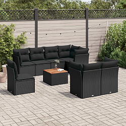 Maison Chic Ensemble Tables et chaises d'extérieur 9 pcs avec coussins,Salon de jardin noir résine tressée -GKD703673