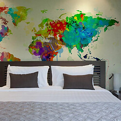 Paris Prix Papier Peint Paint Splashes Map of the World 154 x 200 cm