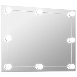 vidaXL Miroir mural sans cadre avec lampes LED Rectangulaire Verre