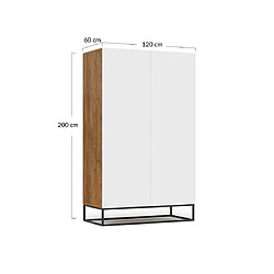 Acheter Bestmobilier Roman - armoire - bois et blanc - 120x200 cm