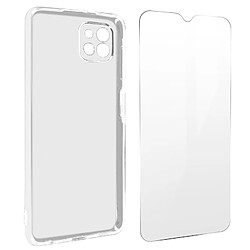 Avizar Coque Samsung Galaxy A22 5G Souple et Film Verre Trempé 9H transparent