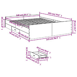 Vidaxl Cadre de lit avec tiroirs blanc 140x200 cm bois d'ingénierie pas cher