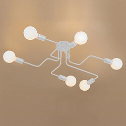 Acheter Stoex Vintage Lampe Suspension Industrie Plafonnier Luminaire Douille Métal Suspension Lustre pour le salon salle à manger bar cafétéria (6 E27 Base d'ampoule Blanc)