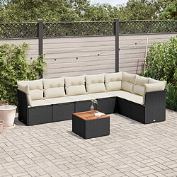 Maison Chic Ensemble Tables et chaises d'extérieur 8 pcs avec coussins,Salon de jardin noir résine tressée -GKD572427