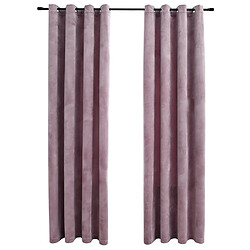 vidaXL Rideaux occultants avec anneaux 2 pcs Velours Rose 140x245 cm