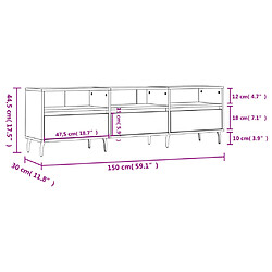 vidaXL Meuble TV gris béton 150x30x44,5 cm bois d'ingénierie pas cher