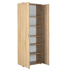 Pegane Armoire, meuble de rangement multifonctions en bois coloris imitation Chêne sonoma - longueur 70 x profondeur 34 x hauteur 189 cm