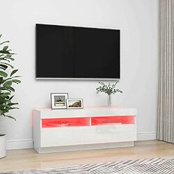 Avis Maison Chic Meubles TV avec lumières LED - Banc TV pour salon blanc brillant 100x35x40 cm -MN65917