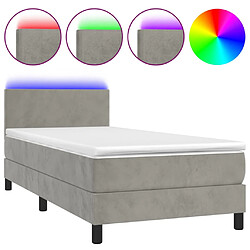 vidaXL Sommier à lattes de lit avec matelas et LED Gris clair 80x200cm