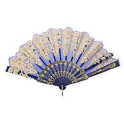 Aile De Ventilateur Pliable Main Trim Chinois Chun Fan De Danse - Bleu Saphir