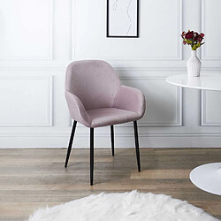 Toilinux Lot de 2 Fauteuils de table Giulia effet velours - Rose