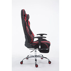 Acheter Decoshop26 Fauteuil de bureau chaise gamer avec repose-pieds extensible en tissu noir / rouge et métal chromé 10_0002736