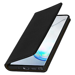 Avizar Étui Galaxy Note 10 Cuir Véritable Porte cartes Support Vidéo Noir