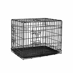 dibea DC00491, Cage de transport pour chiens et petits animaux, boîte solide en fil métallique robuste, pliable, 2 Portes, avec Bac inférieur , Taille M