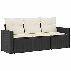 Maison Chic Ensemble de 3 Tables et chaises d'extérieur avec coussins,Salon de jardin, Ensemble Tables et chaises d'extérieur noir résine tressée -GKD449918