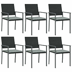 Maison Chic Lot de 6 Chaises de jardin,Fauteuil d'extérieur et coussins noir 54x62,5x89 cm rotin -MN54379