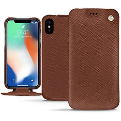 Housse cuir Apple iPhone Xs Max - Rabat vertical - Marron délicat ( Pantone #95614d) - NOREVE