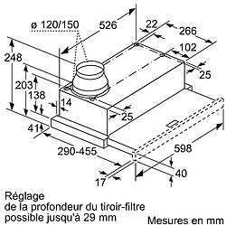 Acheter Hotte télescopique 60cm 389m3/h argent métallisé - dfm064w54 - BOSCH