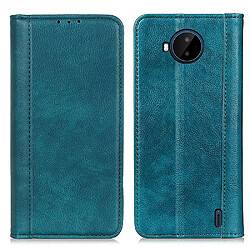 Etui en PU texture litchi, absorption magnétique avec support, vert pour votre Nokia C20 Plus