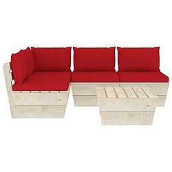 Avis Maison Chic Salon de jardin palette 5 pcs avec coussins - Table et chaises d'extérieur - Mobilier/Meubles de jardin Moderne épicéa imprégné -MN80405