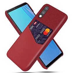 Coque en TPU + PU KSQ anti-rayures avec porte-carte rouge pour votre Sony Xperia Ace 2