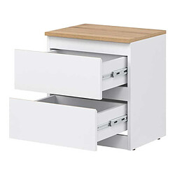 Avis Dansmamaison Table de chevet 2 tiroirs Blanc/Bois - QIZ