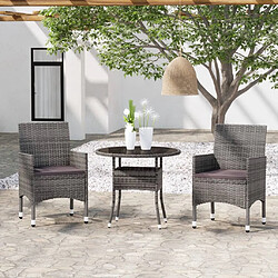 Maison Chic Mobilier à dîner 3 pcs de jardin - Ensemble table et chaises d'extérieur - Salon/Mobilier de jardin classique Résine tressée Gris -MN95789