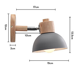 Stoex Ø15CM Applique Murale Rétro Moderne Applique Murale en Bois Et Métal Lampe Murale Simple, Angle Réglable, Pour Salon, Chambre À Coucher (Gris) E27 pas cher