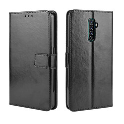 Wewoo Housse Coque Pour Oppo Reno Ace Retro Étui Crazy Horse Texture Horizontal Etui en cuir avec support et fentes cartes et cadre photo Noir