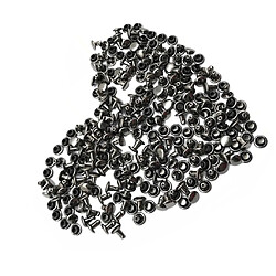 100 sets double casquette rivets boutons-pression rivet cuir noir