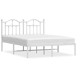 Maison Chic Lit adulte 140x200cm- Cadre de lit métal avec tête de lit pour chambre blanc -MN84089