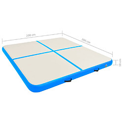 vidaXL Tapis gonflable de gymnastique avec pompe 200x200x10cm PVC Bleu pas cher