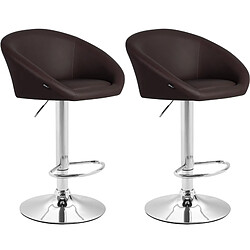 Decoshop26 Lot de 2 tabourets de bar chaises hautes design moderne en PVC marron et métal chromé 10_0004349