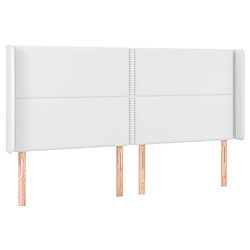 Avis Maison Chic Tête de lit scandinave à LED,meuble de chambre Blanc 203x16x118/128 cm Similicuir -MN44005