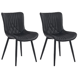 Decoshop26 Lot de 2 chaises de salle à manger coutures décoratives en PVC noir et pieds en métal noir 10_0001673