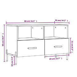 vidaXL Meuble TV Chêne fumé 80x36x50 cm Bois d'ingénierie pas cher