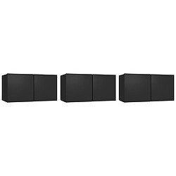 vidaXL Meubles TV suspendus 3 pcs Noir 60x30x30 cm