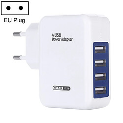 Wewoo Chargeur de voyage pour mural USB 3.1A 4 ports 3.1A 15V 5V avec prise UE (blanc)