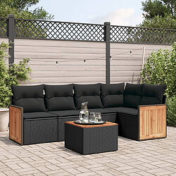 vidaXL Salon de jardin 6 pcs avec coussins noir résine tressée