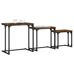 Avis Maison Chic Lot de 3 Tables basses gigognes pour salon | Table à café chêne fumé bois d'ingénierie -GKD29329