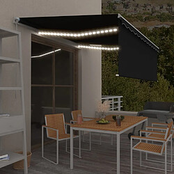 Maison Chic Auvent manuel rétractable avec store | store extérieurs de porte | Marquise Brise-soleil et LED 4x3 m Anthracite -GKD11943