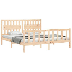 Acheter Maison Chic Cadre/structure de lit avec tête de lit pour adulte - Lit Moderne Chambre Super King Size bois massif -MN39232